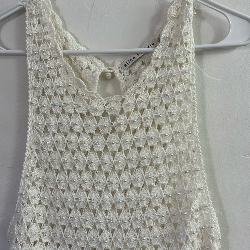 Alice + Olivia Ivory Crochet Top